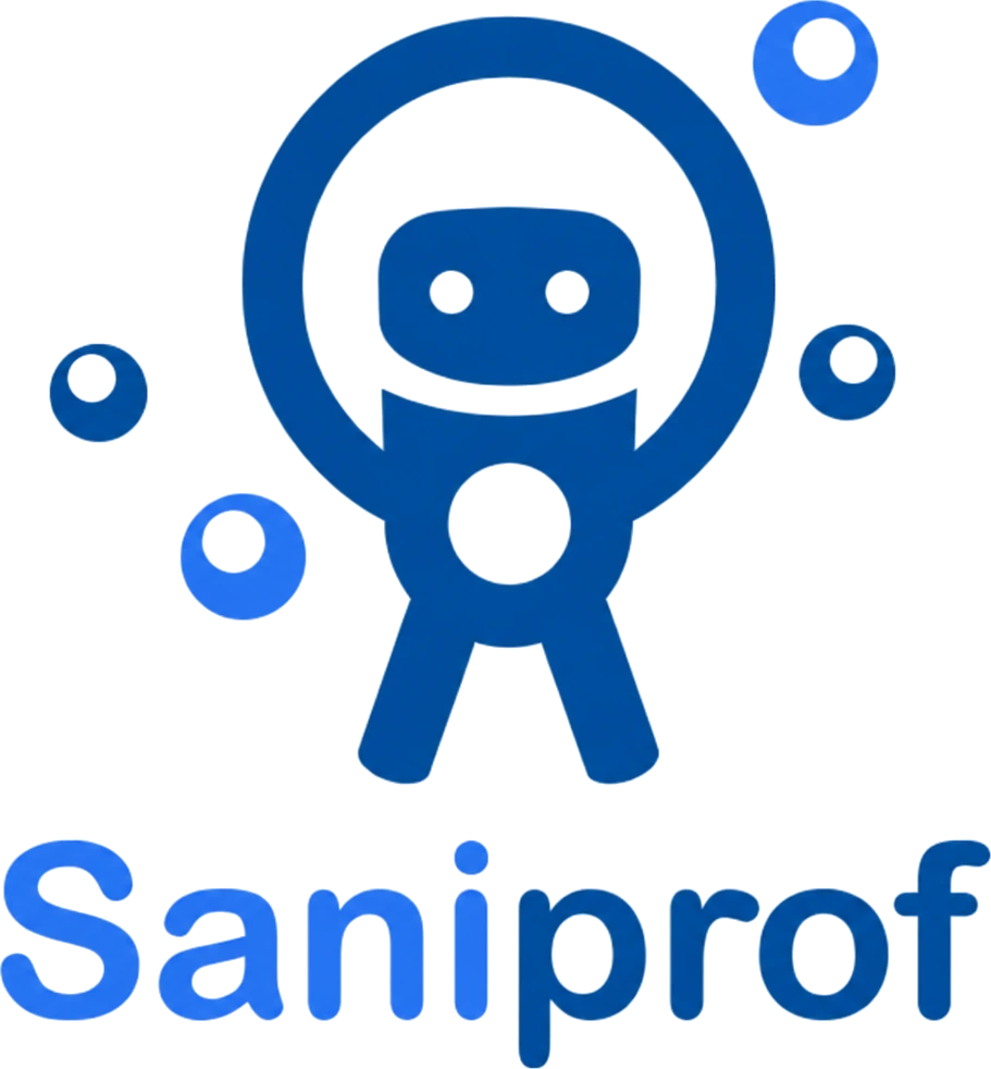 Saniprof logo: the four bubbles represent the four founders